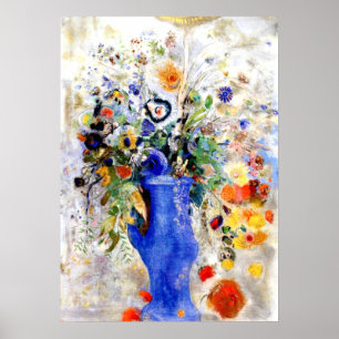 Odilon Redon - Large Bouquet in Pastel Blue Vase Poster