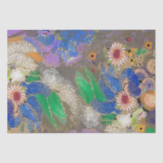 Odilon Redon's abstract flower background. Tissue Paper (Front)