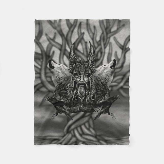 Odin -All-Father Fleece Blanket (Front)