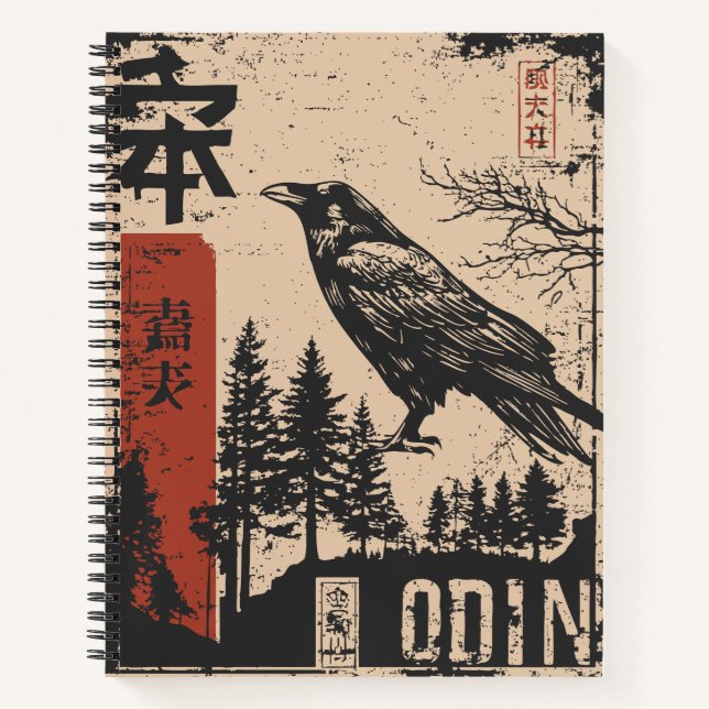 Odin and His Raven | Ukiyo-e Print Notebook (Front)