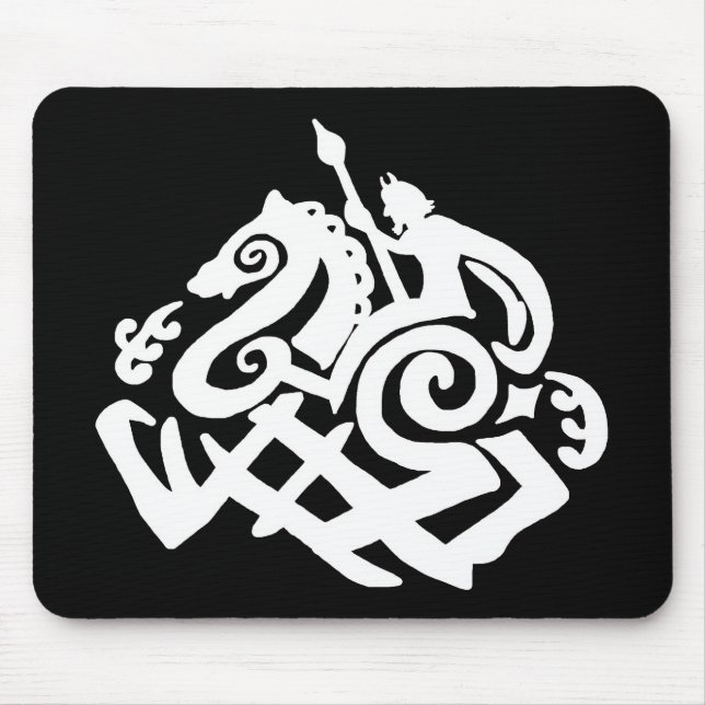 Odin and sleipnir Silhouette Mouse Pad (Front)