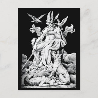 Odin, Norse mythology God, vintage illustration Postcard