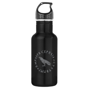 Odin Raven Crow Viking Mythology runes runic 532 Ml Water Bottle