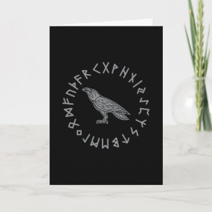 Odin Raven Crow Viking Mythology runes runic Holiday Card