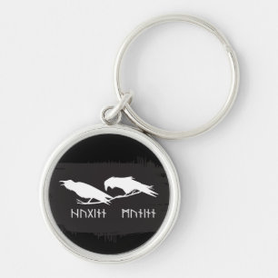 Odin Raven Crow Viking Mythology runes runic Keychain