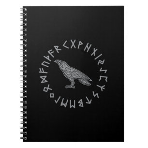 Odin Raven Crow Viking Mythology runes runic Notebook
