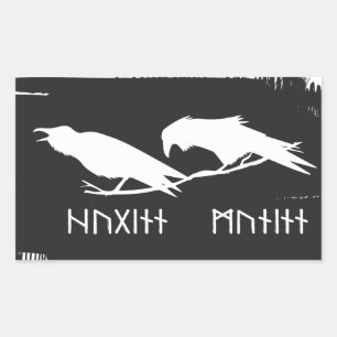 Odin Raven Crow Viking Mythology runes runic Sticker