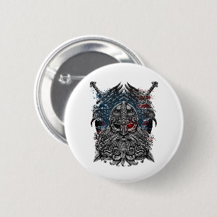 Odin ravens and swords Viking Mythology USA flag 2 Inch Round Button