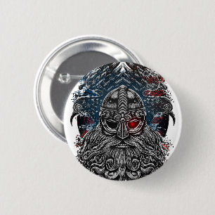 Odin ravens and swords Viking Mythology USA flag 2 Inch Round Button