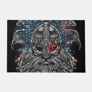 Odin ravens and swords Viking Mythology USA flag Doormat