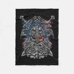 Odin ravens and swords Viking Mythology USA flag Fleece Blanket