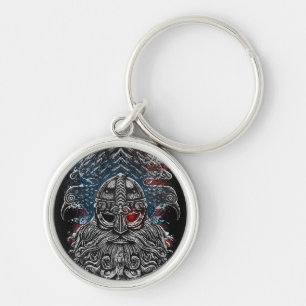 Odin ravens and swords Viking Mythology USA flag Keychain