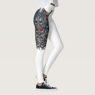 Odin ravens and swords Viking Mythology USA flag Leggings