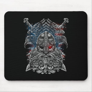 Odin ravens and swords Viking Mythology USA flag Mouse Pad