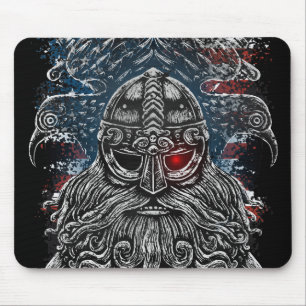 Odin ravens and swords Viking Mythology USA flag Mouse Pad