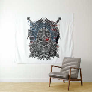 Odin ravens and swords Viking Mythology USA flag Tapestry