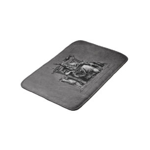 Odin ravens on his stone throne viking mythology bath mat