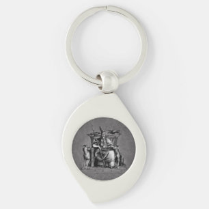 Odin ravens on his stone throne viking mythology keychain