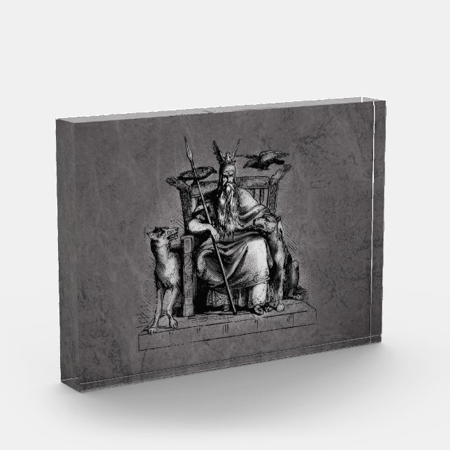 Odin ravens on his stone throne viking mythology photo block (Left)