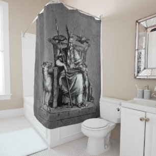 Odin Ravens on Stone Throne Viking Mythology Stone