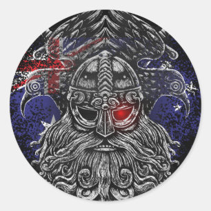 Odin ravens swords Viking Mythology Australia flag Classic Round Sticker