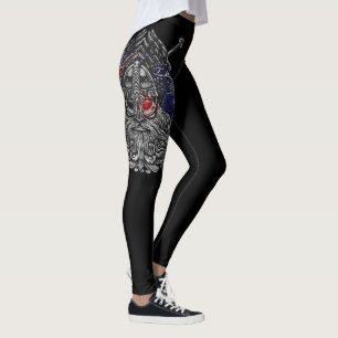 Odin ravens swords Viking Mythology Australia flag Leggings