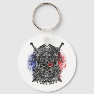 Odin ravens swords Viking Mythology France flag Keychain