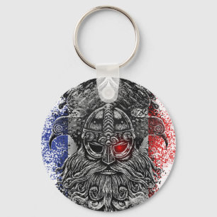 Odin ravens swords Viking Mythology France flag Keychain