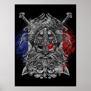 Odin ravens swords Viking Mythology France flag Poster