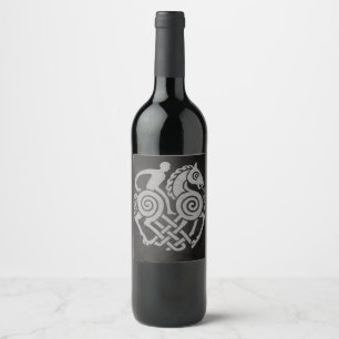 Odin Riding Sleipnir – Norse Mythology Viking Art Wine Label