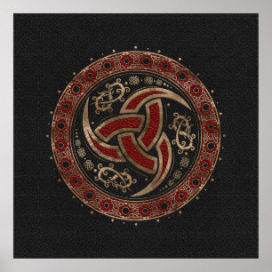 Odin’s Horn Black and Red Leather and gold Poster