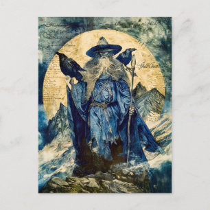 Odin the One-Eyed with His Two Ravens Holiday Postcard