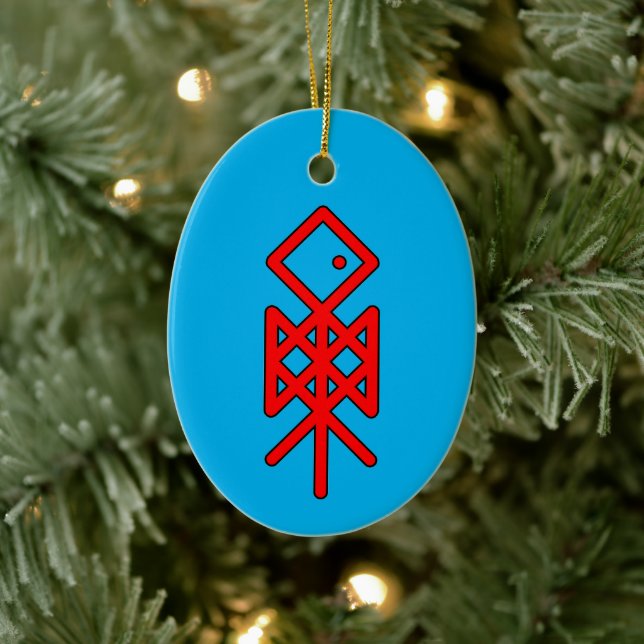 Odin Viking Bindrune Yule Ceramic Ornament (Tree)