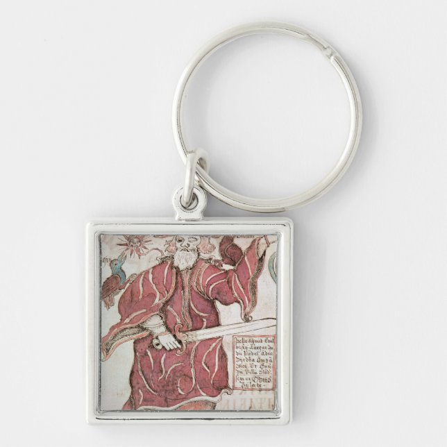 Odin, with his two crows, Hugin  and Munin Keychain (Front)