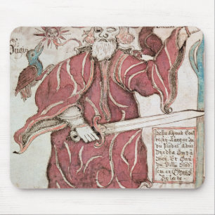 Odin, with his two crows, Hugin and Munin Mouse Pad