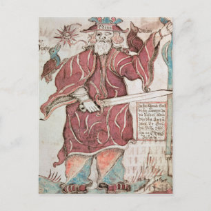 Odin, with his two crows, Hugin and Munin Postcard