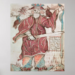 Odin, with his two crows, Hugin  and Munin Poster