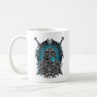 Odin with ravens and swords Viking Mythology blue