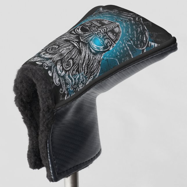 Odin with ravens and swords Viking Mythology blue Golf Head Cover (3/4 Front)