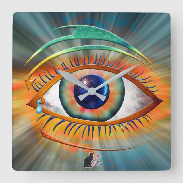 Odin's Eye Square Wall Clock (Front)