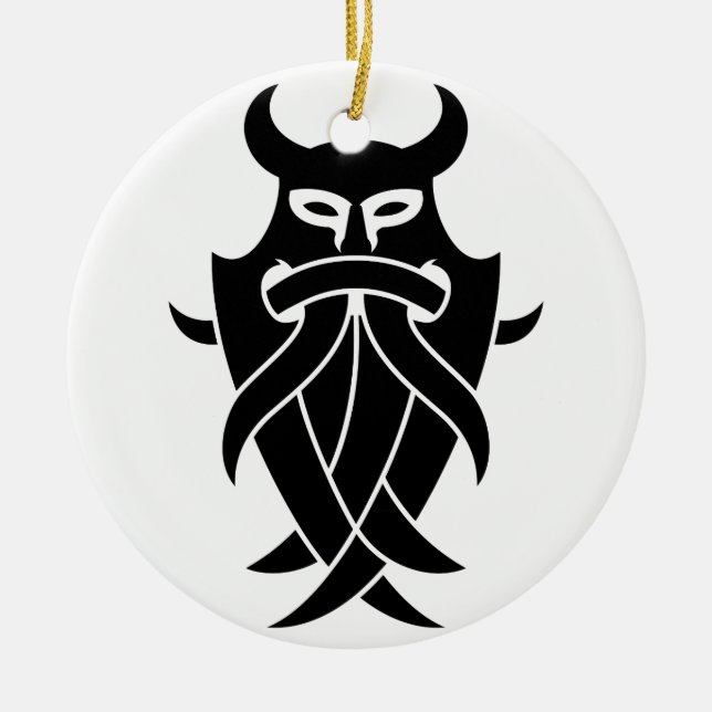 Odin's Mask Tribal (black) Ceramic Ornament (Front)