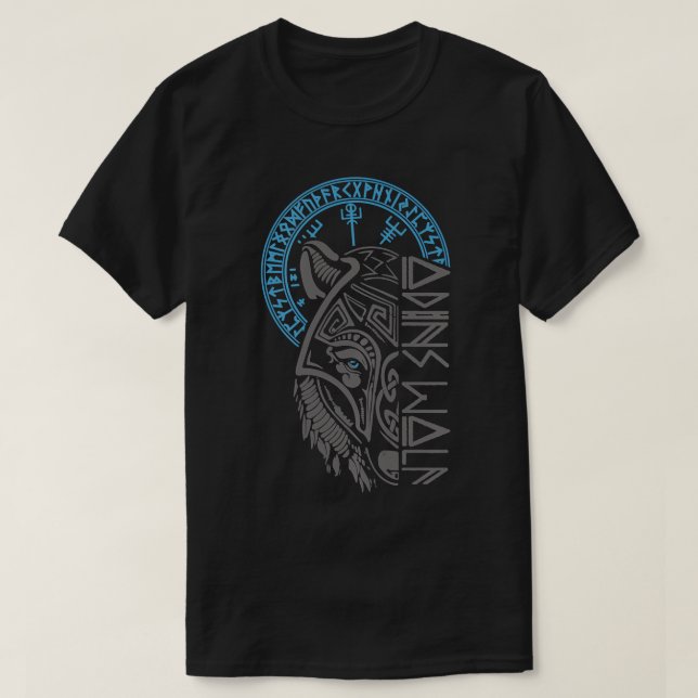 Odin's Wolf Mask Runes Norse Compass Valhalla Viki T-Shirt (Design Front)
