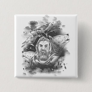 Odin's wolves hand drawn   2 inch square button