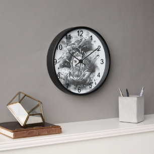 Odin's wolves hand drawn      clock