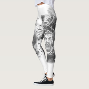Odin's wolves hand drawn  leggings