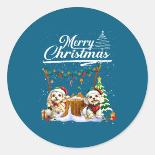 Odle Christmas Tree Lights Decorations Dog Lover X Classic Round Sticker