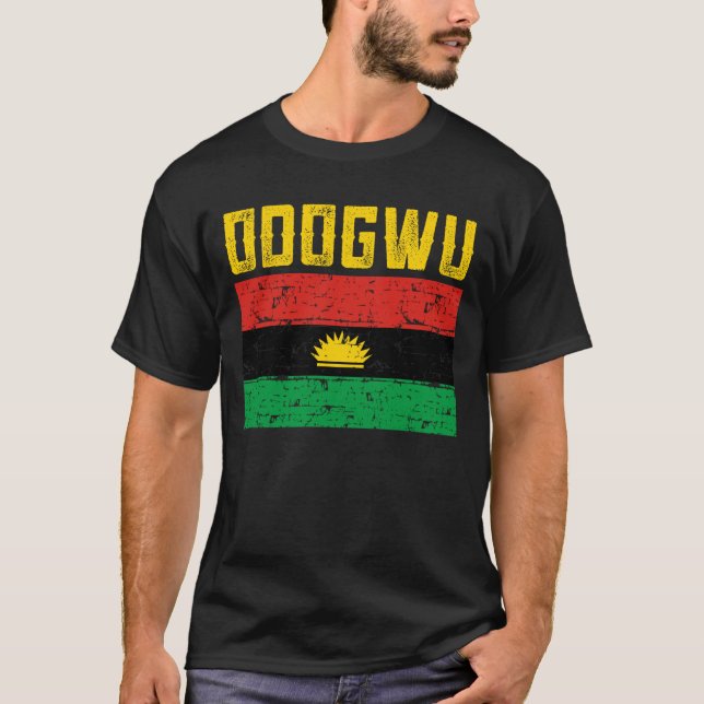 Odogwu Biafran Flag Design T-Shirt (Front)