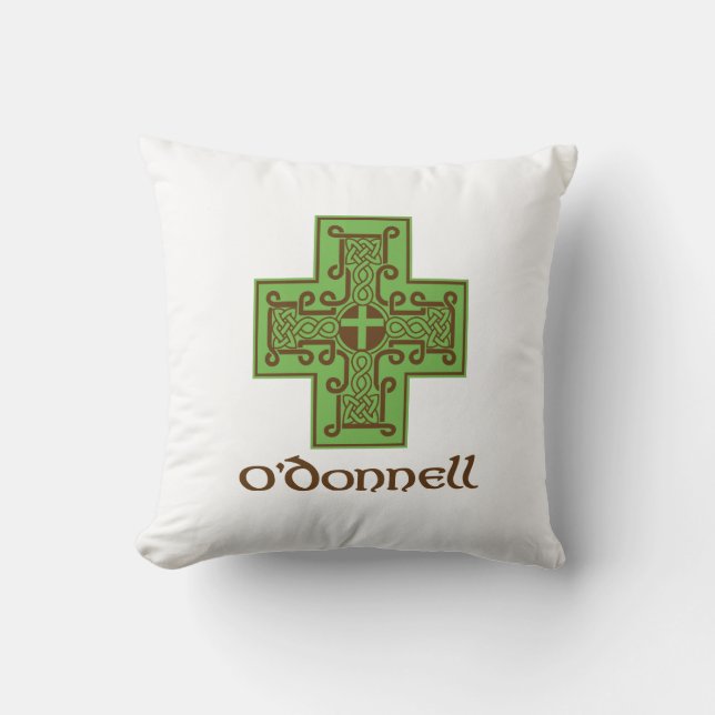 O'Donnell Logo Green and Brown Throw Pillow (Front)