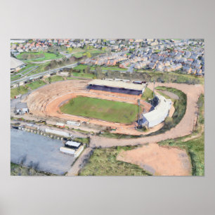 Odsal Stadium, Bradford Aerial Art Poster