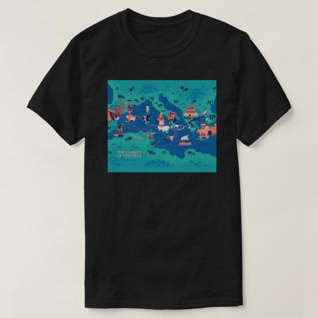 Odyssey Map - The Journey of Odysseus Throw Blanke T-Shirt (Design Front)